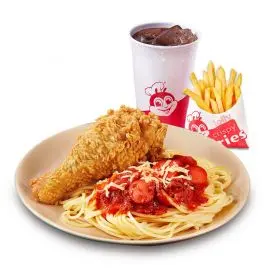 1 Mì Ý Jolly vừa + 1 Gà Giòn Vui Vẻ + 1 Khoai tây chiên vừa + 1 Nước ngọt 